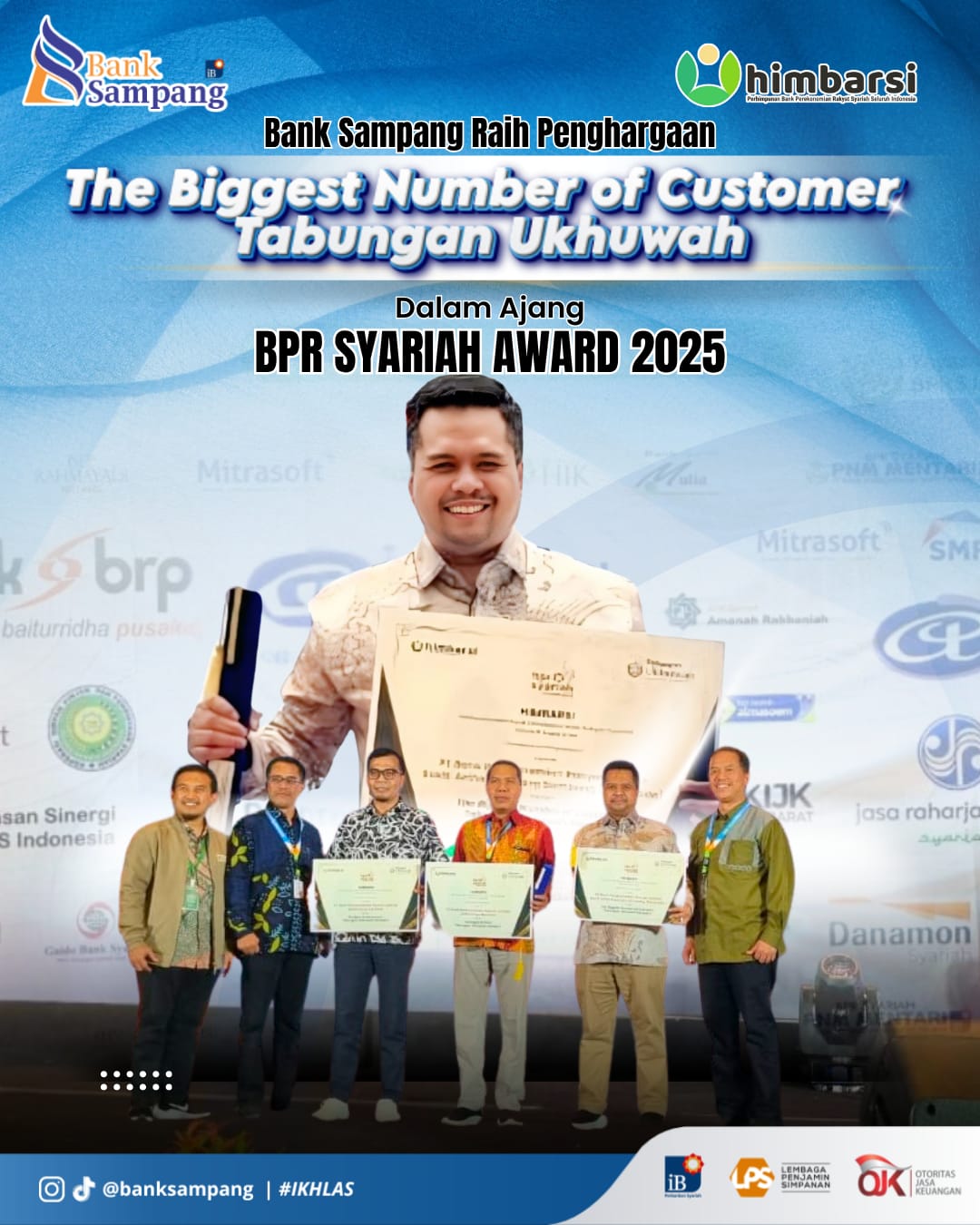 Bank Sampang Kembali Raih Penghargaan “The Biggest Number Of Customer Tabungan Ukhuwah” Dalam ajang BPR Syariah Award 2025
